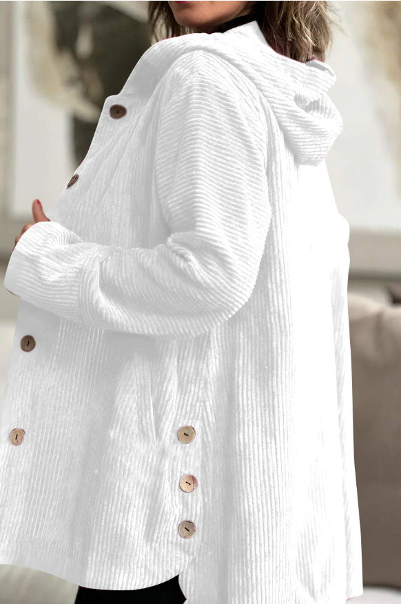 Veste à capuche en velours décontractée pour l'automne