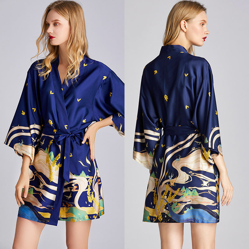 Yukina – Le Kimono Satiné Japonais pour des Soirées Élégantes et Apaisantes