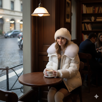 Doudoune en coton Courte Rembourrée I Col Fourrure Hiver