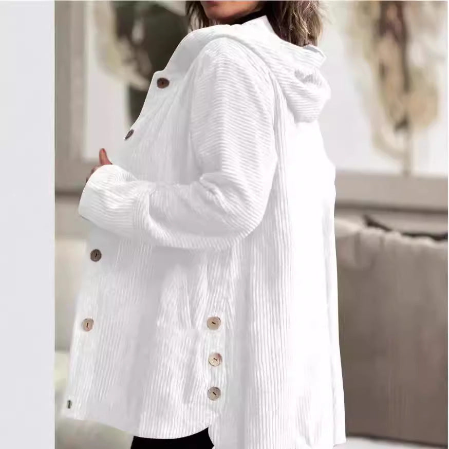 Veste à capuche en velours décontractée pour l'automne